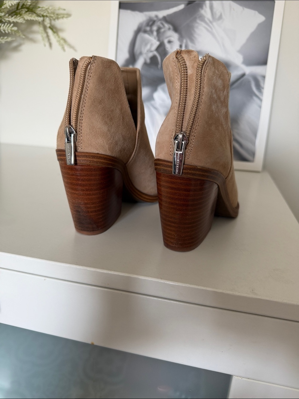 Vince Camuto Tan Suede Pointed-Toe Ankle Booties - Picture 4 of 4